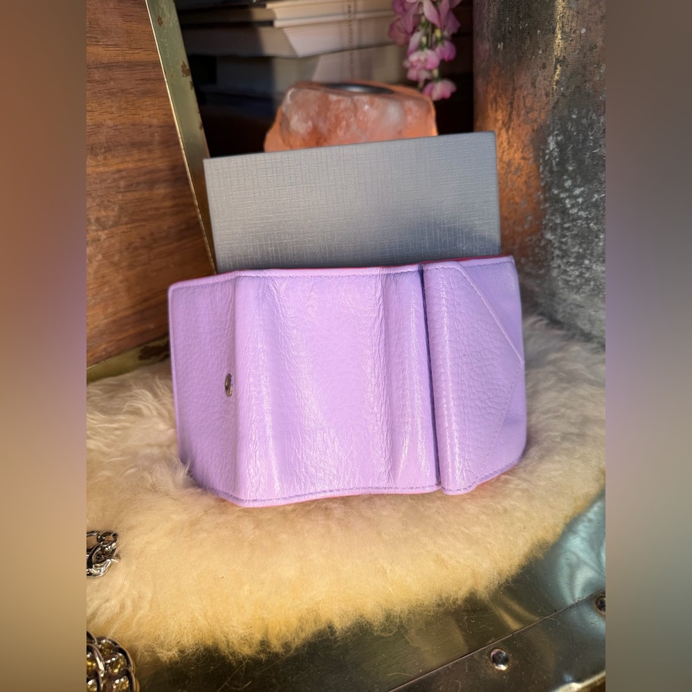 Balenciaga Lilac Calfskin Envelope Mini Wallet on Chain with Pink Interior - Picture 5 of 14